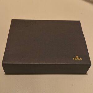 Fendi 6x4.5 Flap Top Lid Gift Box Black Gold Logo Luxury Display Storage